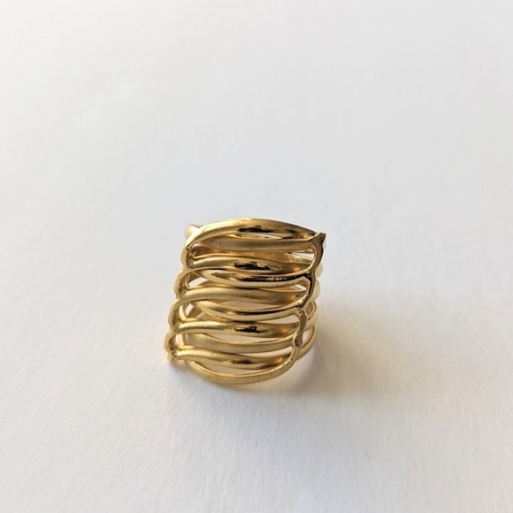 Stacked Intertwining Multi-Row Open Shank Waves Ring Gold - sz 5½ - Picture 4 of 8